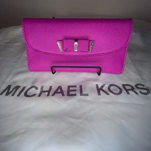 Fuschia Michael Kors Wallet with Bow Detail